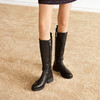 千百度粗中跟美拉德厚底骑士靴女冬季真皮瘦瘦靴高筒长靴A24577712 商品缩略图4