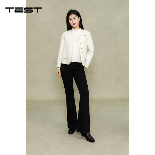 冬上新高腰加绒秋冬通勤显瘦微喇牛仔裤3254058 商品图3