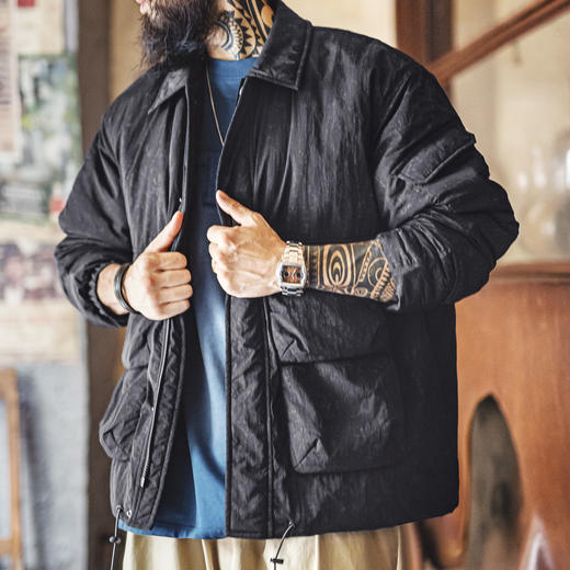 马登工装美式复古仿蜡染M65猎装夹克立领保暖硬汉棉服外套男秋冬 商品图0