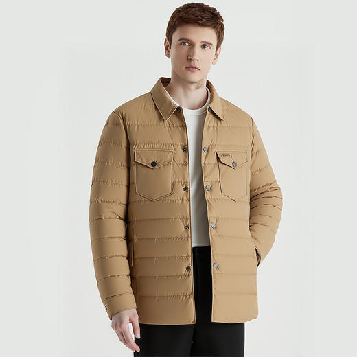 罗蒙冬季90白鸭绒羽绒服翻领扣子款设计胸前带口袋时尚休闲厚实保暖羽绒外套 商品图1