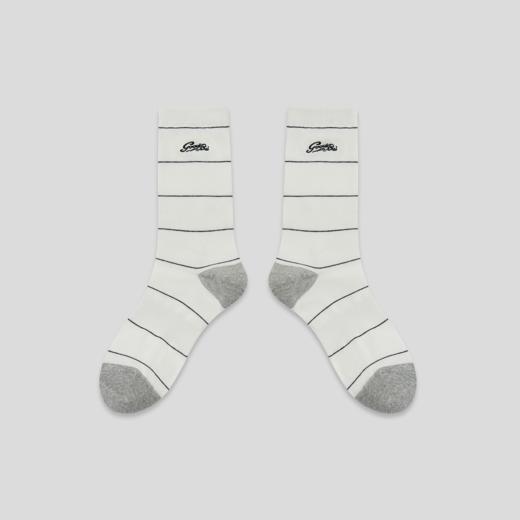 GOODBAI 'RETRO LOGO'条纹中筒袜 商品图2