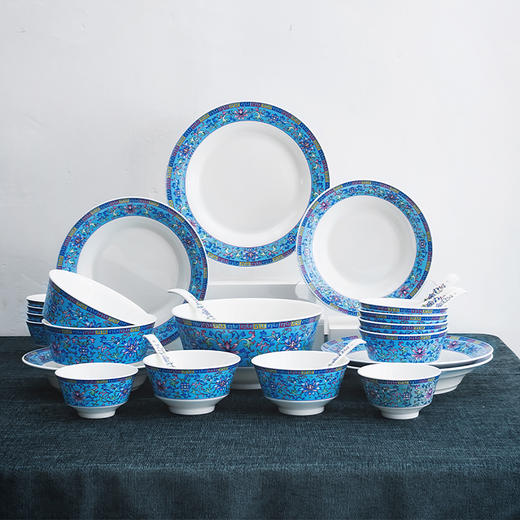 28头雅风宫廷蓝餐具套装 商品图0
