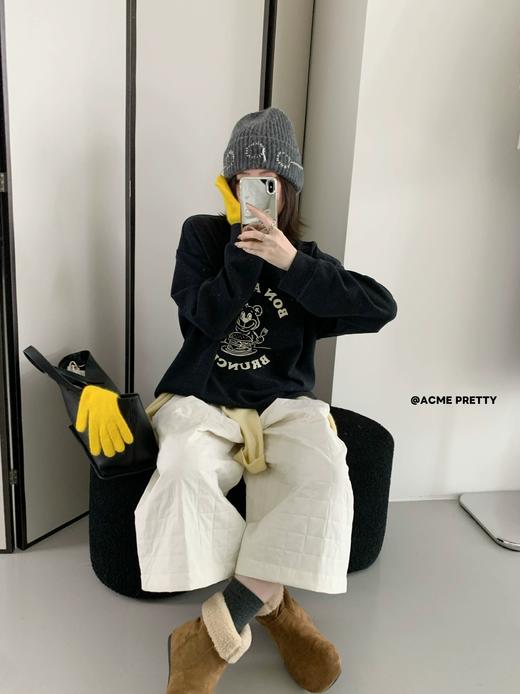 老米优品🎈2色入！《卡通小熊澳绒宽松长袖tee》秋冬打底松弛感满满，显瘦又温暖！T251201A 商品图2