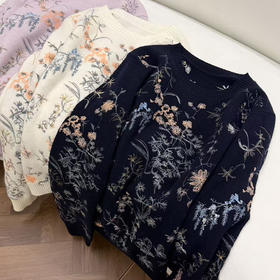 「高货rp」全新升级【铂金会员367/天猫499/差价132】(11038)洛诗琳万针重工刺绣羊毛衫2025冬季气质植物花卉套头毛衣