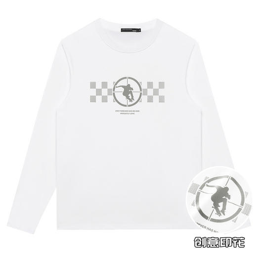 GXG男装【纯棉】秋季男士日常百搭休闲圆领长袖T恤打底上衣K&C 商品图2