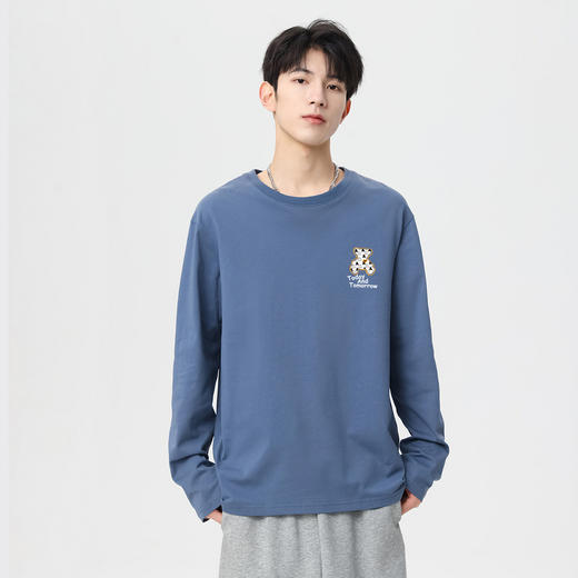 GXG男装【100%棉】秋季时尚卡通小熊舒适休闲男式圆领长袖T恤K&C 商品图7
