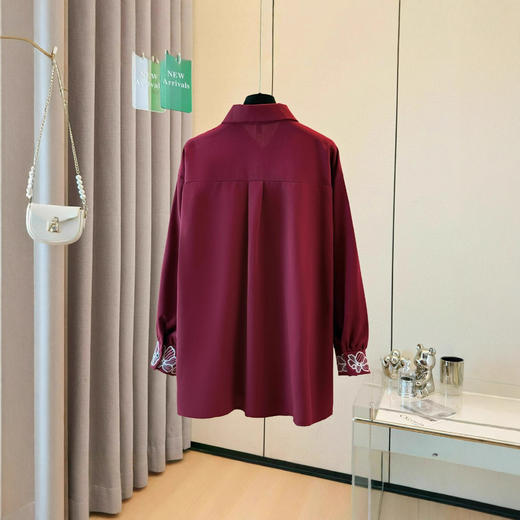丁摩 春秋新款时尚气质宽松胖MM大码遮肉显瘦长袖衬衣5ZF-A822 商品图4