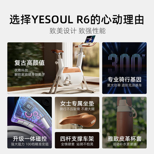 YESOUL野小兽自发电动感单车家用自行车专业减肥运动器材女生R6 商品图3