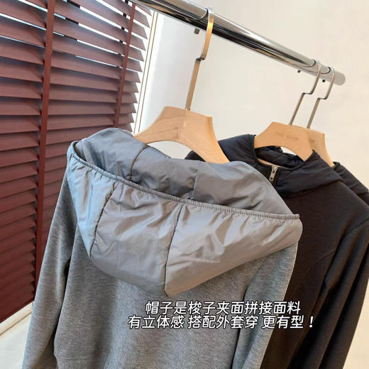 美雅碧桑蚕丝山羊绒！2025立体剪裁轻盈保暖拼接连帽卫衣外套冬款！ 商品图1