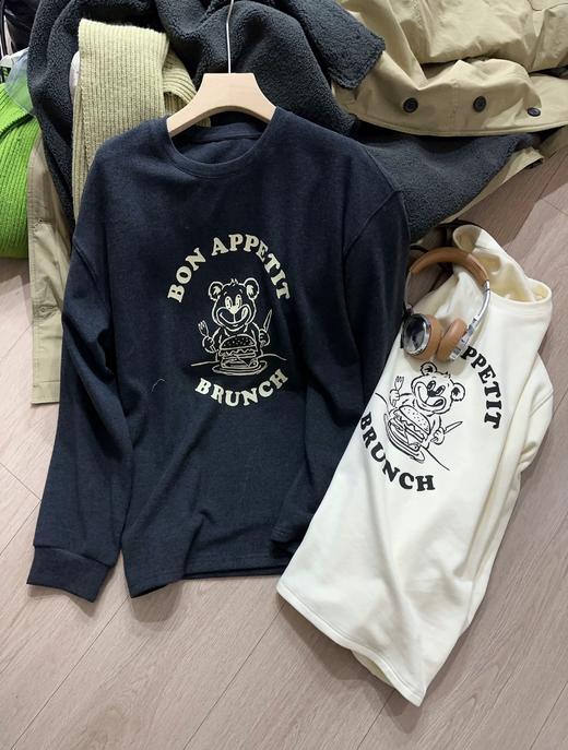 老米优品🎈2色入！《卡通小熊澳绒宽松长袖tee》秋冬打底松弛感满满，显瘦又温暖！T251201A 商品图3