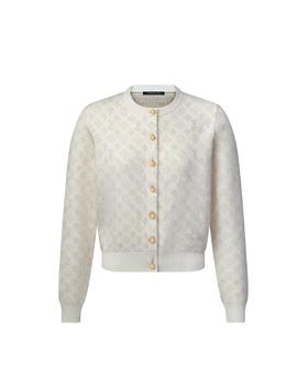 女款Monogram绒面针织开衫毛衣zh