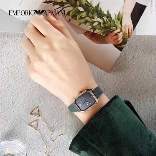 【暖冬特惠 限时6折抢】Armani阿玛尼石英手表 时尚方盘小绿表休闲皮带石英女表AR11149 商品图5