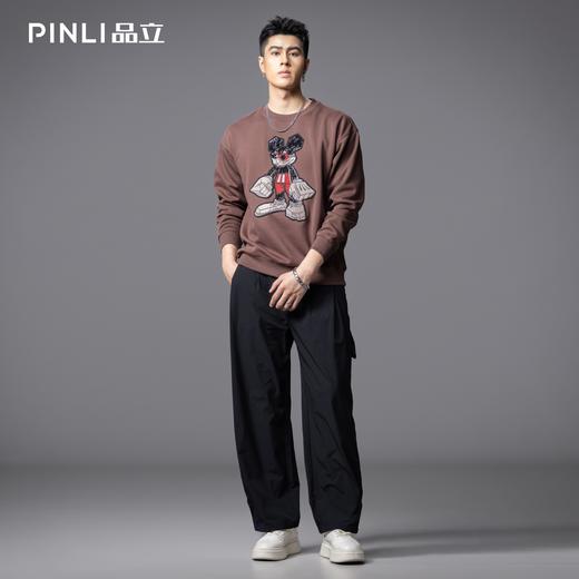 PINLI品立2025秋冬新品亮片卡通圆领卫衣潮牌宽松休闲套头男上衣BG253109001 商品图1