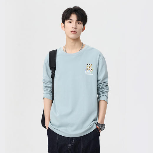 GXG男装【100%棉】秋季时尚卡通小熊舒适休闲男式圆领长袖T恤K&C 商品图9