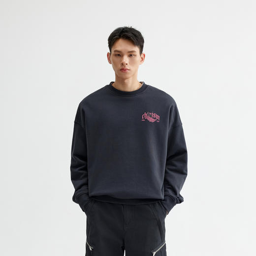 CHINISM赤尘 405G重磅莺草数码直喷圆领卫衣男冬季高克重套头上衣 商品图5