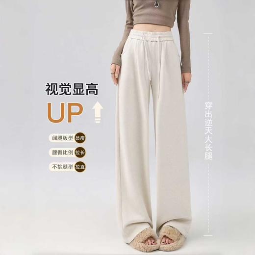 羊羔绒暖暖裤 女2025新款秋冬季直筒慵懒休闲加绒加厚阔腿裤 商品图2