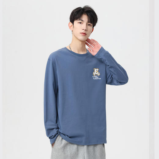 GXG男装【100%棉】秋季时尚卡通小熊舒适休闲男式圆领长袖T恤K&C 商品图6