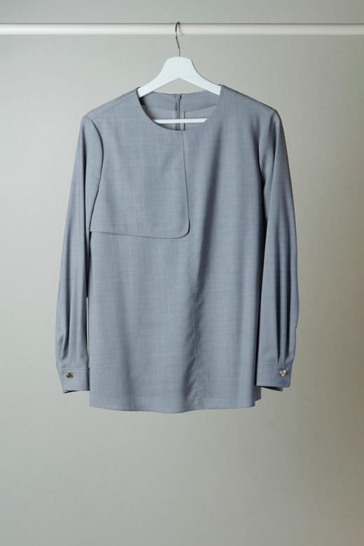 极简设计羊毛梭织圆领衬衫 商品图6