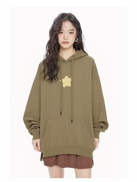 🔥🔥【潮牌卫衣】连帽款～情侣款星星印花加绒卫衣-喜出