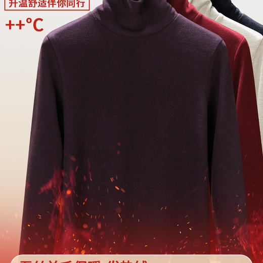 「自j」全新升级【铂金会员119/天猫159/差价40】(10221)洛诗琳含羊毛双面绒高领上衣2025秋冬加厚加绒蚕丝打底衫 商品图2