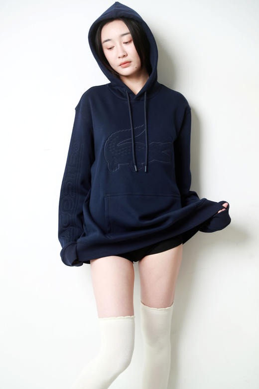 学院风连帽卫衣，胸口大刺绣。内里加绒连帽复古加厚外套C120160 商品图0