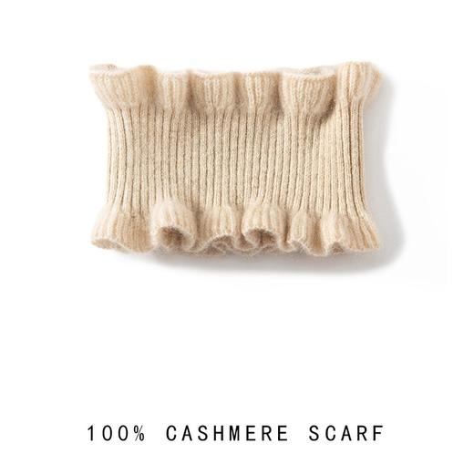 25新款荷叶边100%纯山羊绒脖套/发套 女士秋冬加厚抽条百搭日系保暖 3050 商品图0