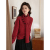 鹿向南「莓果絮语」酒红色法式V领毛衣秋冬季法式慵懒百搭上衣女 商品缩略图0
