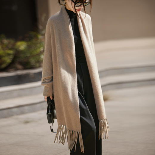 丁摩 法式高级感100纯羊毛针织披肩  NS-5192 商品图4