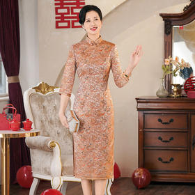 A60665年轻妈妈旗袍裙2025年春夏新款新中式喜婆婆婚宴礼服中长款