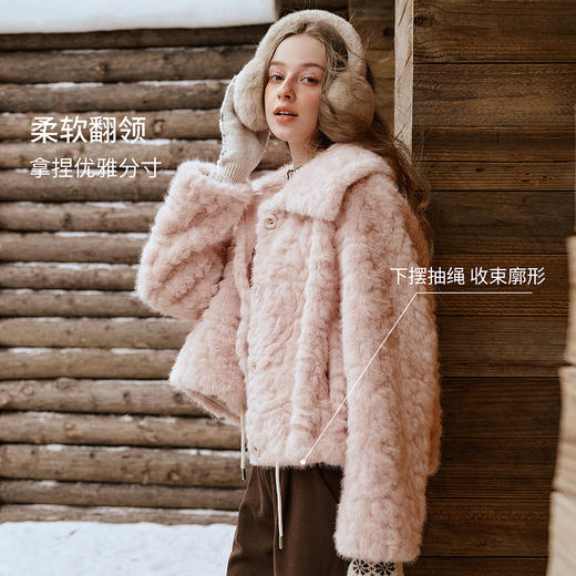 OLrain欧芮儿2025新款女冬季大翻领仿皮毛一体环保皮草短款外套 商品图1
