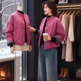 2025秋冬季时尚百搭休闲宽松立领女韩版小棉袄时尚百搭加绒棉服