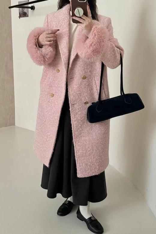 amadella 浪漫粉色毛呢中长款大衣外套 21340 商品图1