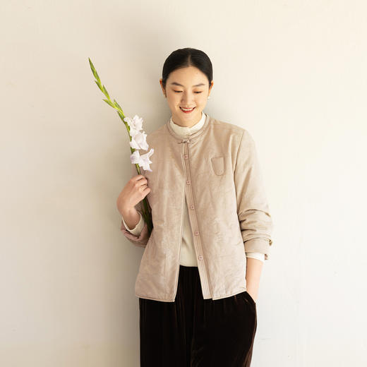 牧衣游原创 丝棉提花95级高蓬松红嘴雁绒羽绒服外套保暖质朴 浅巷 商品图0