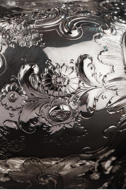 独角鹿西洋古董1845年伦敦出品乔治男爵私人定制洛可可风格纯银精雕茶炊套件 商品图7