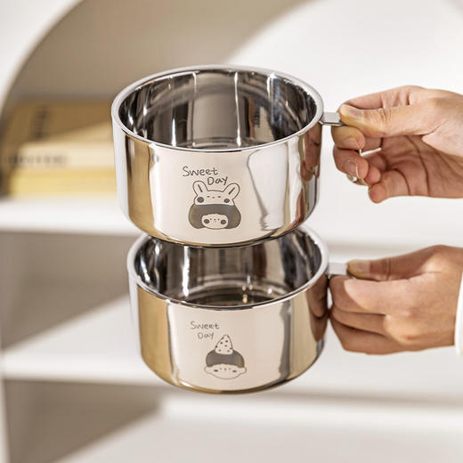 摩登主妇316L不锈钢汤碗儿童面碗家用小学生宝宝吃饭专用辅食饭碗 商品图3