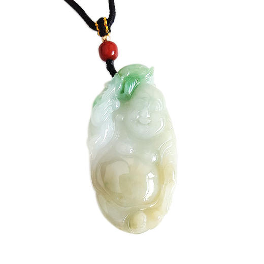 【天然正品】天然细腻糯种福禄寿寿星公（福寿安康）翡翠吊坠项链280325AH52 特价 商品图0