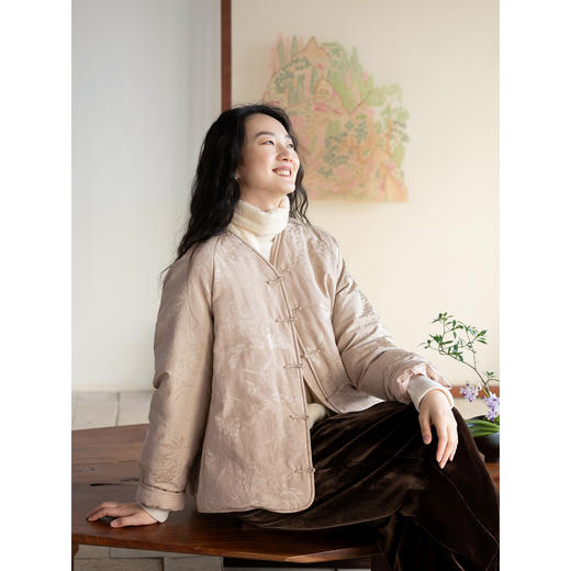 牧衣游原创 丝棉提花95级高蓬松红嘴雁绒羽绒服外套保暖粉色 幽清 商品图2