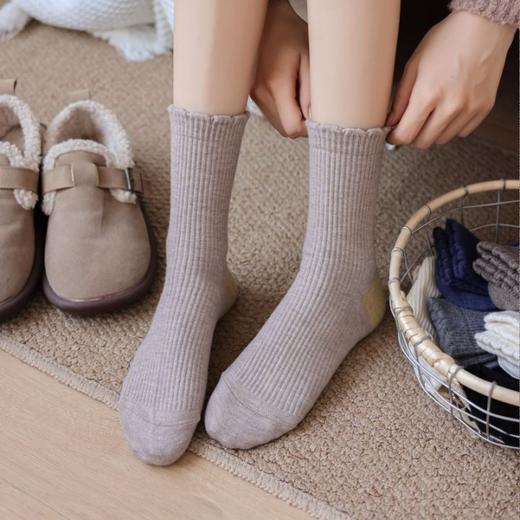 丁摩 【6双装】秋冬羊毛女袜复古色系加厚中筒保暖休闲堆堆袜女袜5ZF-176N 商品图1