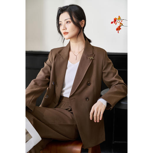 剩S/L/XL 米思阳2026春季新款英伦风高级感职业西装修身直筒干练外套女0337 商品图1