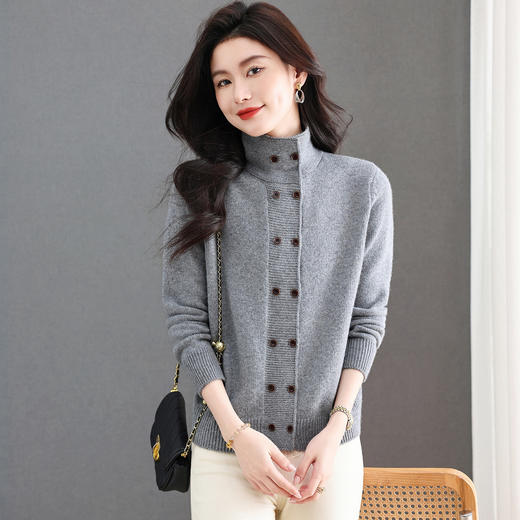 SC26-3295-178立领毛衣外套女短款冬季2025新款双排扣针织开衫内搭上衣打底衫 商品图3