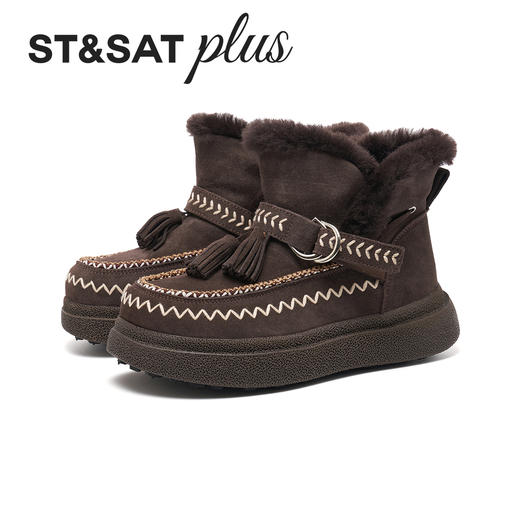 星期六复古风流苏厚底防寒雪地靴SSD411A559 商品图7