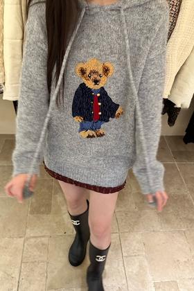 ANSUABEL 可爱卡通小熊慵懒宽松针织毛衣 21883