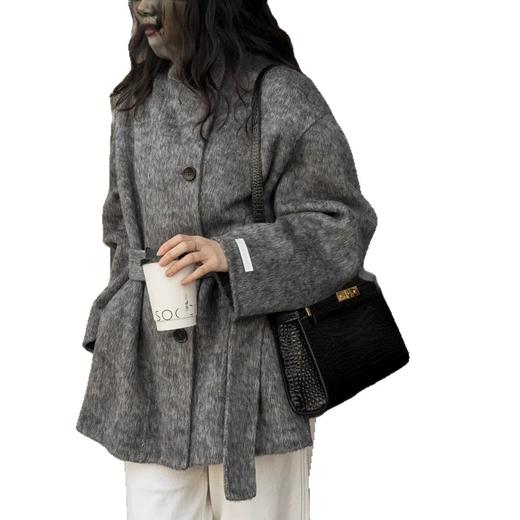 丁摩【伦敦晨雾】秋冬新款立领双面羊绒大衣韩版显瘦毛呢外套女ALWSG0204 商品图4