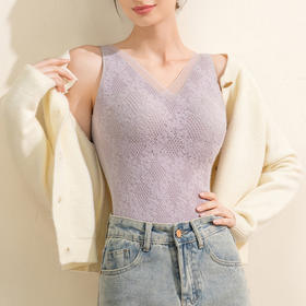 【169元2件】女士前幅全花边保暖背心打底背心（带胸垫）【FF25818】