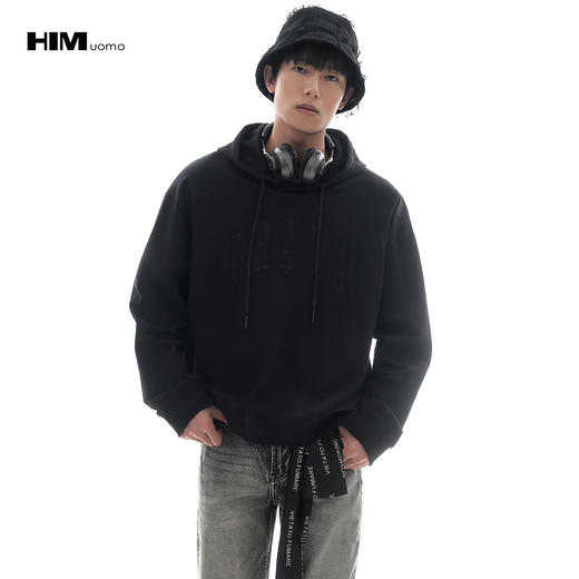 HIM漢崇 潮流字母绣花套头连帽卫衣男宽松休闲运动帽衫 2025秋季 商品图0
