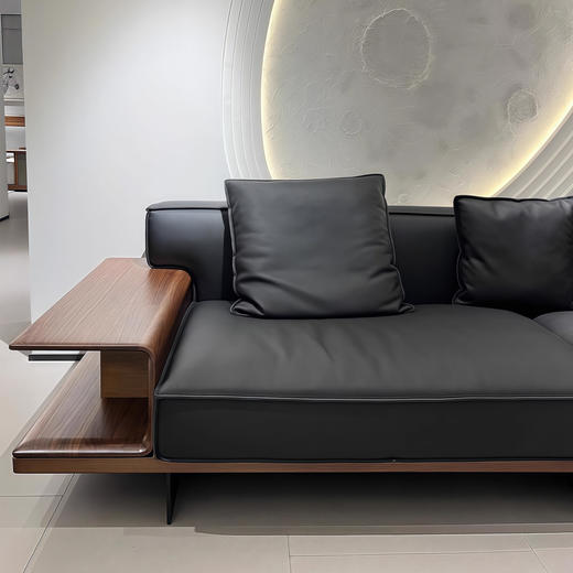 【中古风-SH-17沙发】黑胡桃/真皮/客厅/四人位皮沙发 商品图1