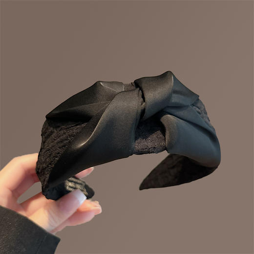 丁摩 气质简约黑色高颅顶发箍女新款高级感洗脸头箍宽边压发卡头饰5ZF-229 商品图1