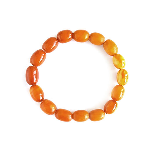 【天然正品】天然无杂裂满蜜鸡油黄约10.7*8.5MM老蜜蜡手串281125NJM14 特价 商品图0