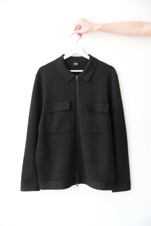 全羊毛+双拉链，干部老钱风羊毛夹克。复古翻领大口袋外套C120168 商品图9