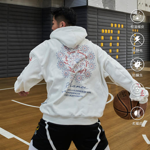 LUSHISI向阳而生主题秋冬恒温暖皮抓绒运动休闲连帽卫衣美式印花 商品图3